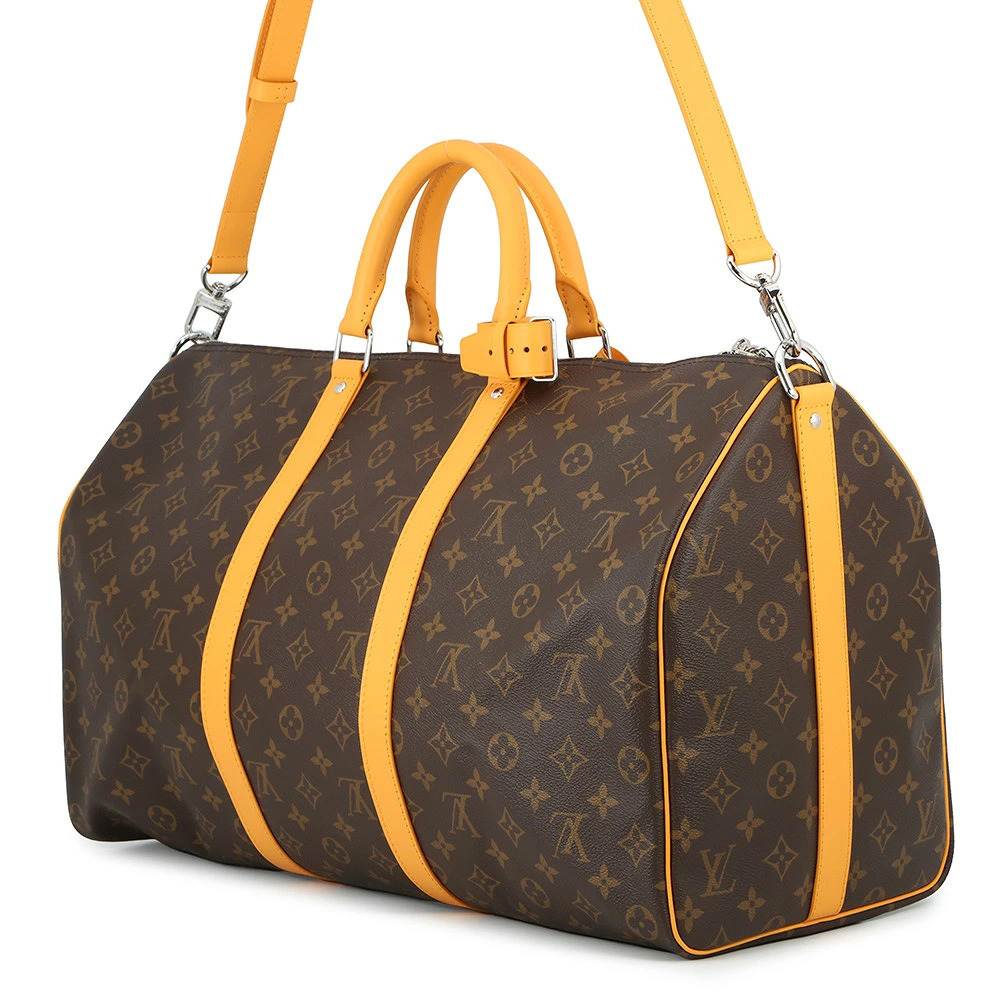Louis Vuitton Boston Keepall Bag Monogram Bandouliere Travel Brown